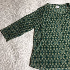 Cabi Style 3069 Jade Leaf Print Top Green XL